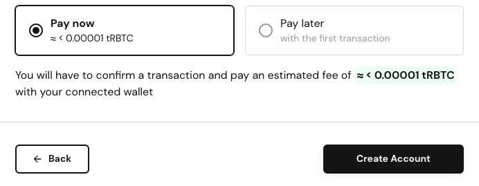 Pay now and deploy the contract